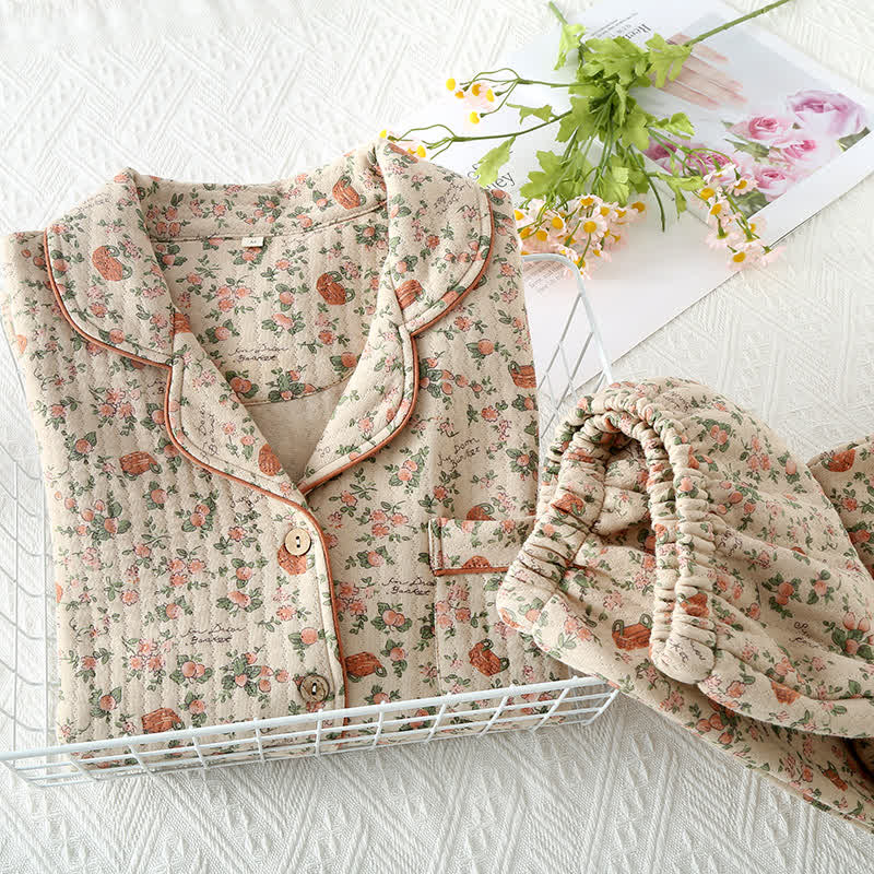Ensemble Pyjama à Motif Floral avec Taille Élastique pour Adulte | Idéal pour la Maison et le Sommeil