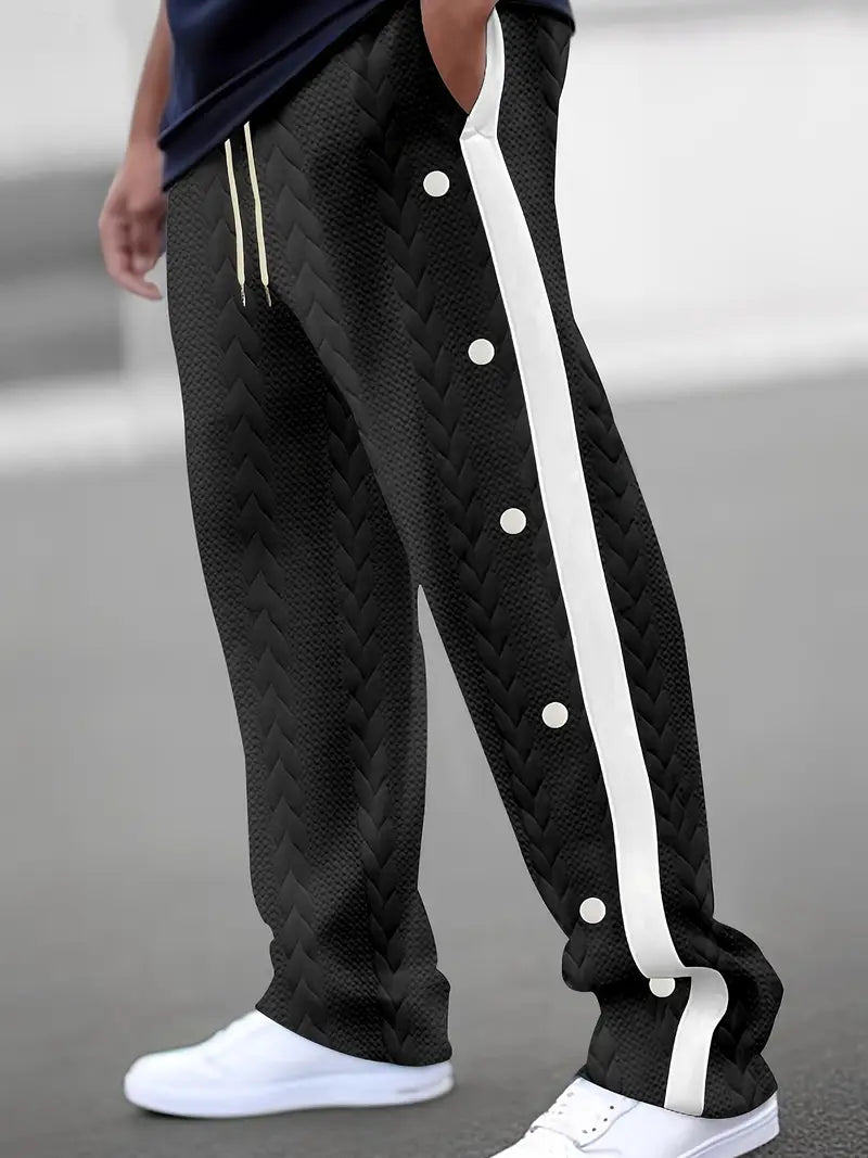 Pantalon Large avec Boutons Latéraux et Taille à Cordon pour Homme | Idéal pour un Usage Quotidien