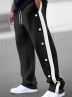Pantalon Large avec Boutons Latéraux et Taille à Cordon pour Homme | Idéal pour un Usage Quotidien