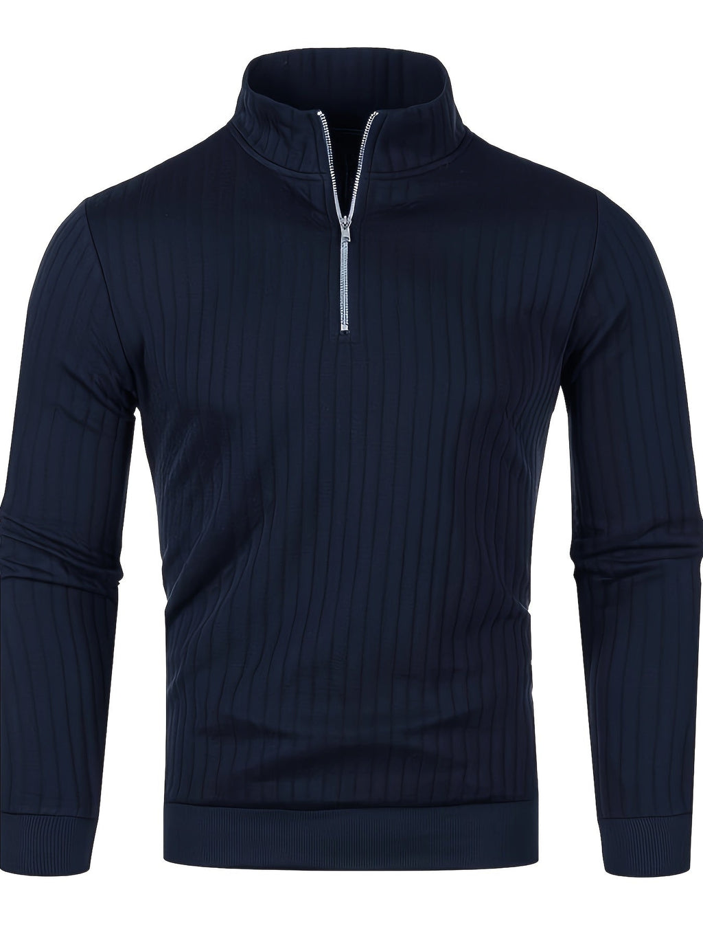 Pull Pour Homme Avec Col Zippé Et Motif Côtelé Pour Adulte | Idéal Pour Usage Quotidien Et Polyvalent