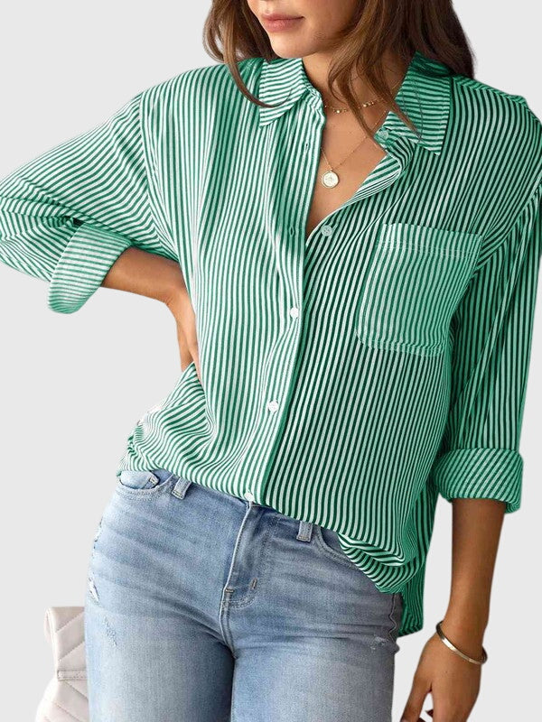 Chemise À Col Avec Motif Rayé Pour Femme | Idéale Pour Usage Quotidien Et Professionnel
