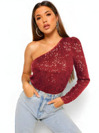 Top à Une épaule À Paillettes Pour Femme | Idéal Pour Les Soirées