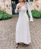 Robe Longue À Manches Longues Et Maille Côtelée Pour Femme | Idéal Pour Usage Quotidien