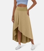 Jupe Midi À Taille Haute Avec Ourlet Froncé Pour Femme | Idéale Pour Usage Quotidien