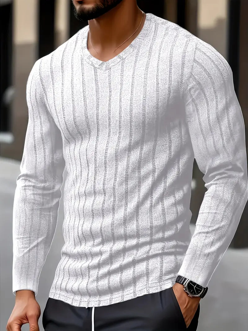 Chemise À Manches Longues Avec Motif À Côtes Pour Homme | Idéale Pour Usage Quotidien
