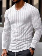 Chemise À Manches Longues Avec Motif À Côtes Pour Homme | Idéale Pour Usage Quotidien