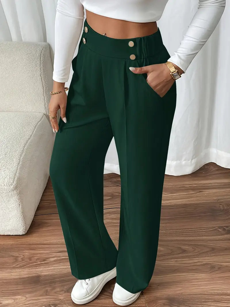 Pantalon Large À Taille Élastique Avec Poches Latérales Pour Femme | Idéal Pour Usage Quotidien