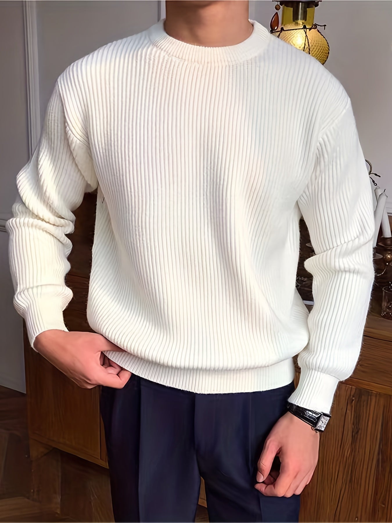 Pull En Maille À Motif Câblé Avec Coupe Ajustée Pour Homme | Idéal Pour L’Automne Et Le Quotidien