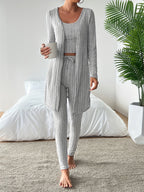 Ensemble Décontracté À Côtes avec Gilet, Top Et Pantalon pour Femme | Idéal pour Le Quotidien
