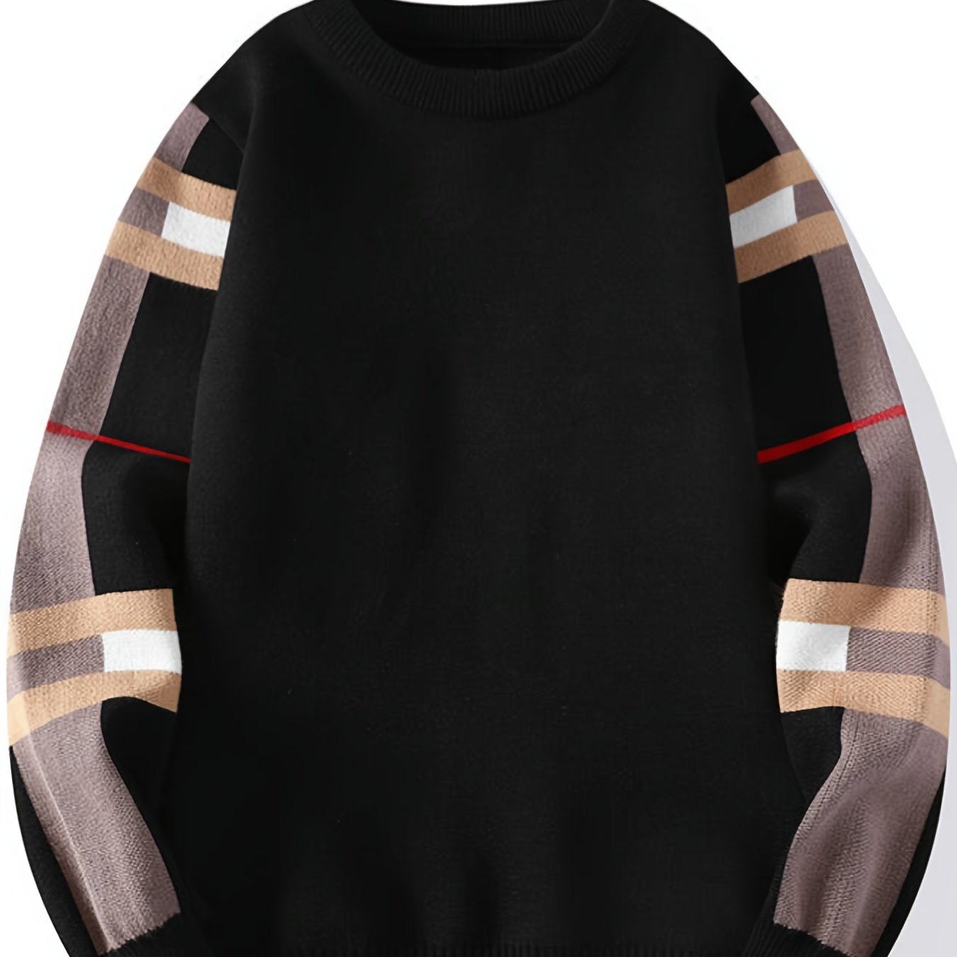 Pull À Manches Longues Avec Motif Rayé Sur Les Manches Pour Hommes | Idéal Pour Un Usage Quotidien