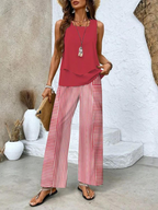 Ensemble Deux Pièces avec Haut à Ourlet Asymétrique et Pantalon Large pour Femme | Idéal pour l’Été