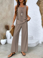 Ensemble Deux Pièces avec Haut à Ourlet Asymétrique et Pantalon Large pour Femme | Idéal pour l’Été