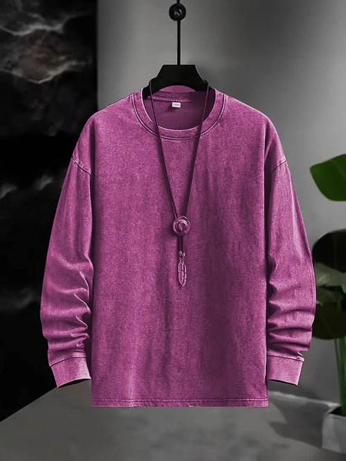 Chemise À Manches Longues Avec Effet Délavé Vintage Pour Hommes | Idéal Pour L’Automne Et Le Printemps