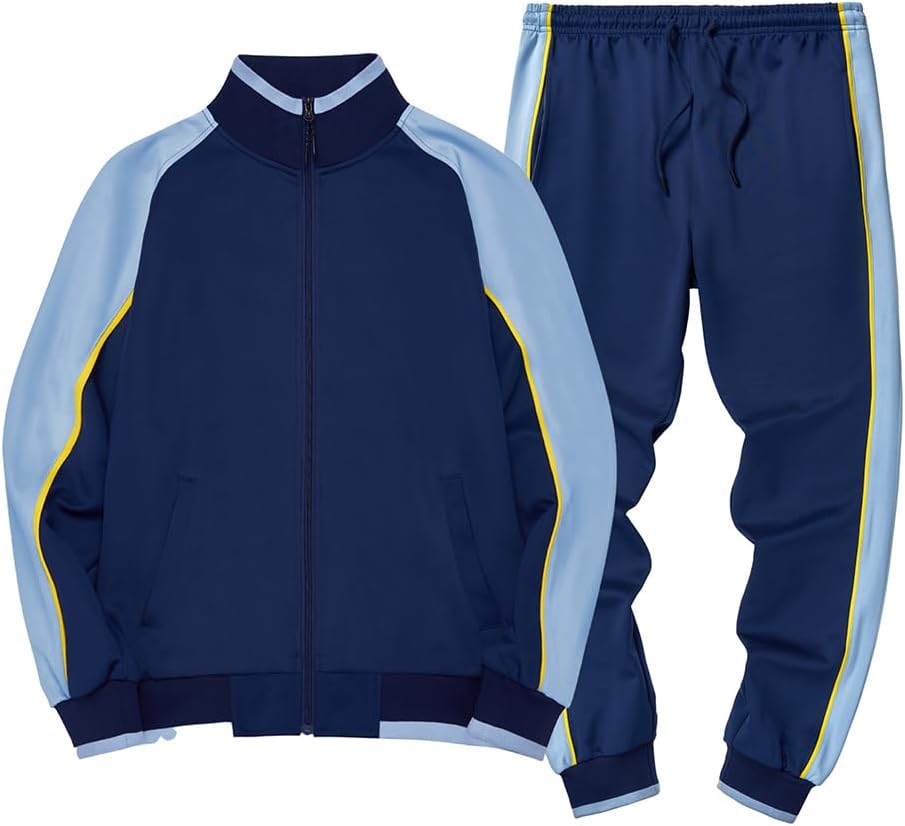 Ensemble Deux Pièces avec Veste Zippée et Pantalon Colorblock pour Homme | Idéal pour Un Usage Quotidien