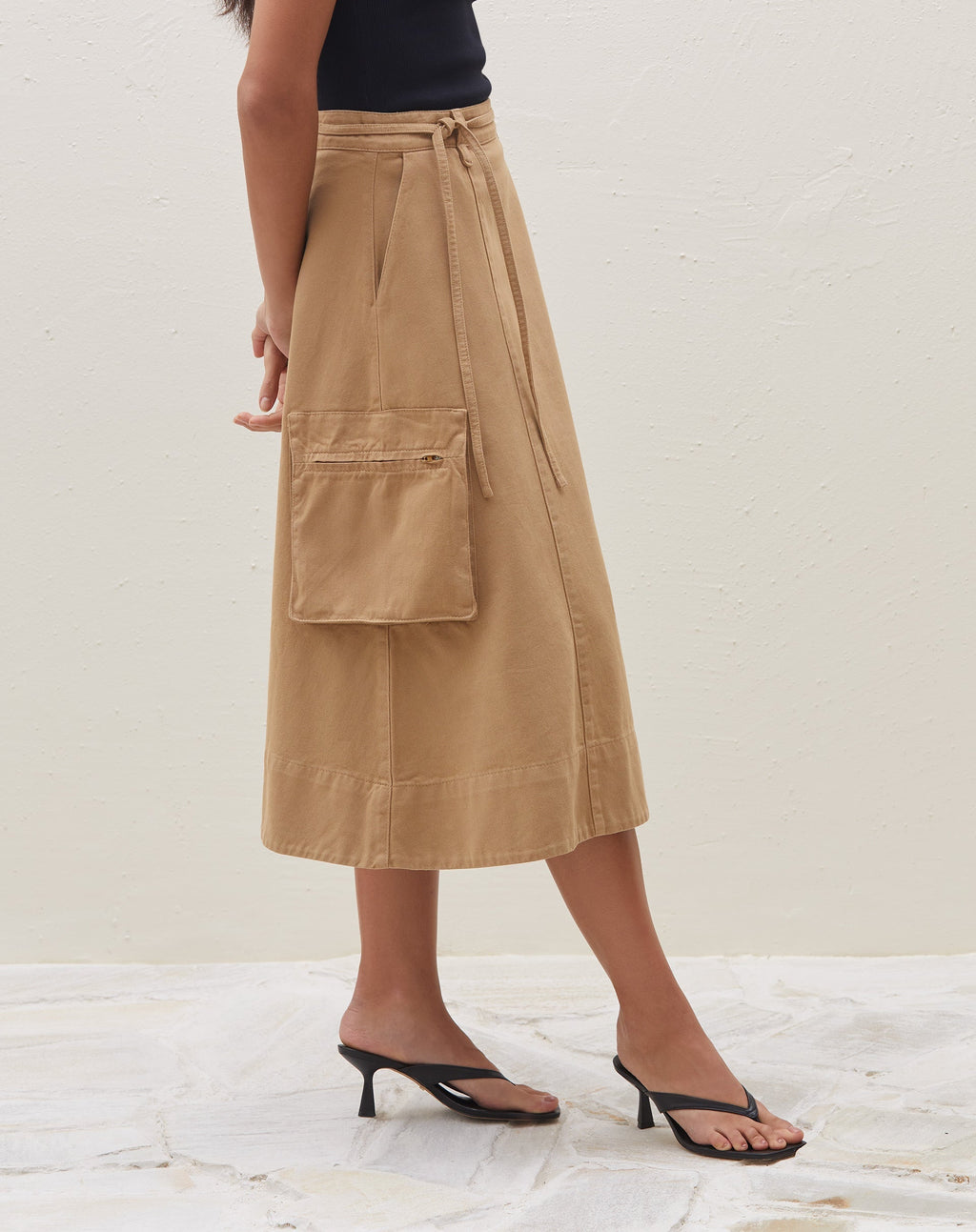 Jupe Midi Taille Haute À Nouer Style Utilitaire Pour Femme | Idéale Pour Les Soirées Et Occasions Planifiées