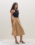 Jupe Midi Taille Haute À Nouer Style Utilitaire Pour Femme | Idéale Pour Les Soirées Et Occasions Planifiées