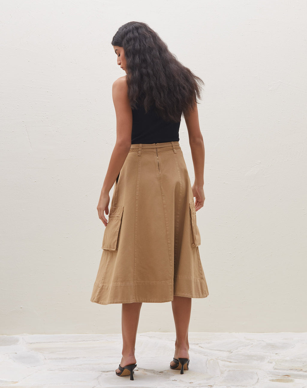 Jupe Midi Taille Haute À Nouer Style Utilitaire Pour Femme | Idéale Pour Les Soirées Et Occasions Planifiées