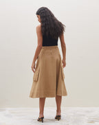 Jupe Midi Taille Haute À Nouer Style Utilitaire Pour Femme | Idéale Pour Les Soirées Et Occasions Planifiées