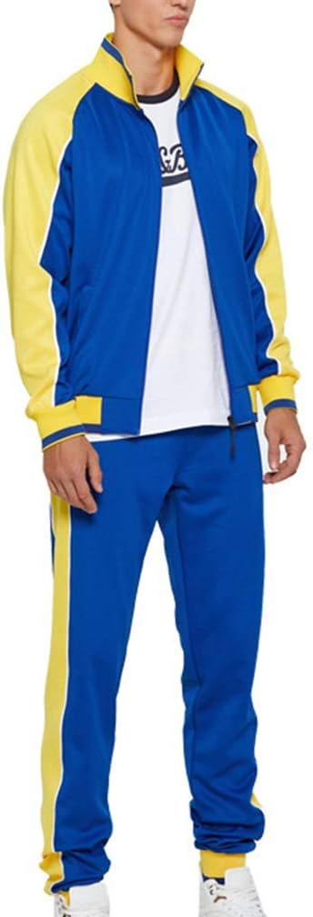 Ensemble Deux Pièces avec Veste Zippée et Pantalon Colorblock pour Homme | Idéal pour Un Usage Quotidien
