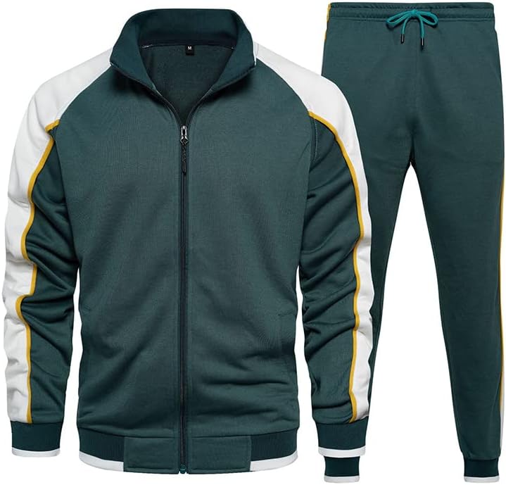 Ensemble Deux Pièces avec Veste Zippée et Pantalon Colorblock pour Homme | Idéal pour Un Usage Quotidien