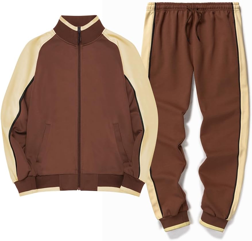 Ensemble Deux Pièces avec Veste Zippée et Pantalon Colorblock pour Homme | Idéal pour Un Usage Quotidien