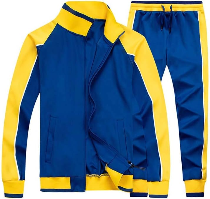 Ensemble Deux Pièces avec Veste Zippée et Pantalon Colorblock pour Homme | Idéal pour Un Usage Quotidien