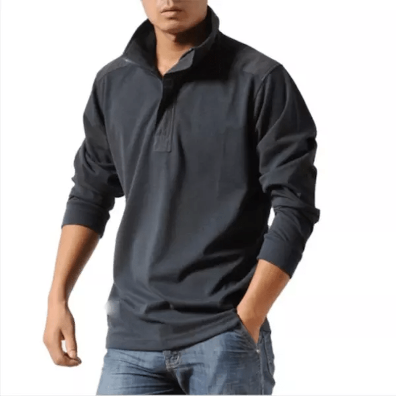 Polo Homme À Manches Longues Avec Col Lapel | Idéal Pour Usage Quotidien