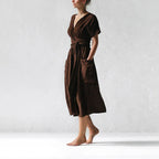Robe Midi Portefeuille Avec Lien À Nouer Pour Femme | Idéale Pour Les Journées Décontractées