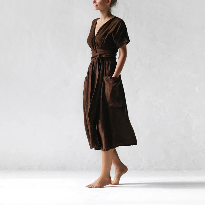 Robe Midi Portefeuille Avec Lien À Nouer Pour Femme | Idéale Pour Les Journées Décontractées
