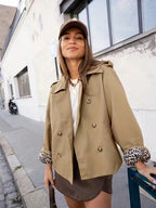 Trench-Coat Court avec Doublure Imprimée pour Femme | Idéal pour La Mi-Saison