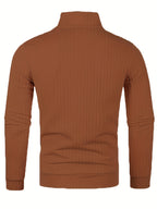Pull Pour Homme Avec Col Zippé Et Motif Côtelé Pour Adulte | Idéal Pour Usage Quotidien Et Polyvalent