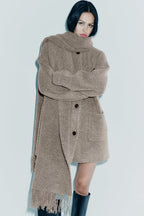 Veste Courte Tricotée avec Écharpe pour Femme | Idéale pour la Saison Froide