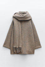 Veste Courte Tricotée avec Écharpe pour Femme | Idéale pour la Saison Froide
