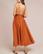 Robe Midi Sans Manches Avec Détails À Volants Pour Femme | Idéal Pour Usage Quotidien Et Été