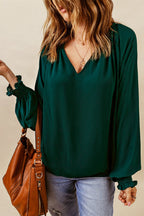 Blouse à Col Ouvert avec Manches Ballon pour Femme | Idéale pour Usage Quotidien et Sorties