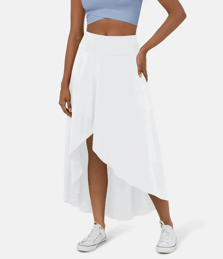 Jupe Midi À Taille Haute Avec Ourlet Froncé Pour Femme | Idéale Pour Usage Quotidien