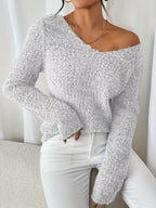 Pull à Col V avec Coupe Ample pour Femme | Idéal pour Usage Quotidien et Mi-Saison