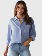 Chemise À Col Avec Motif Rayé Pour Femme | Idéale Pour Usage Quotidien Et Professionnel
