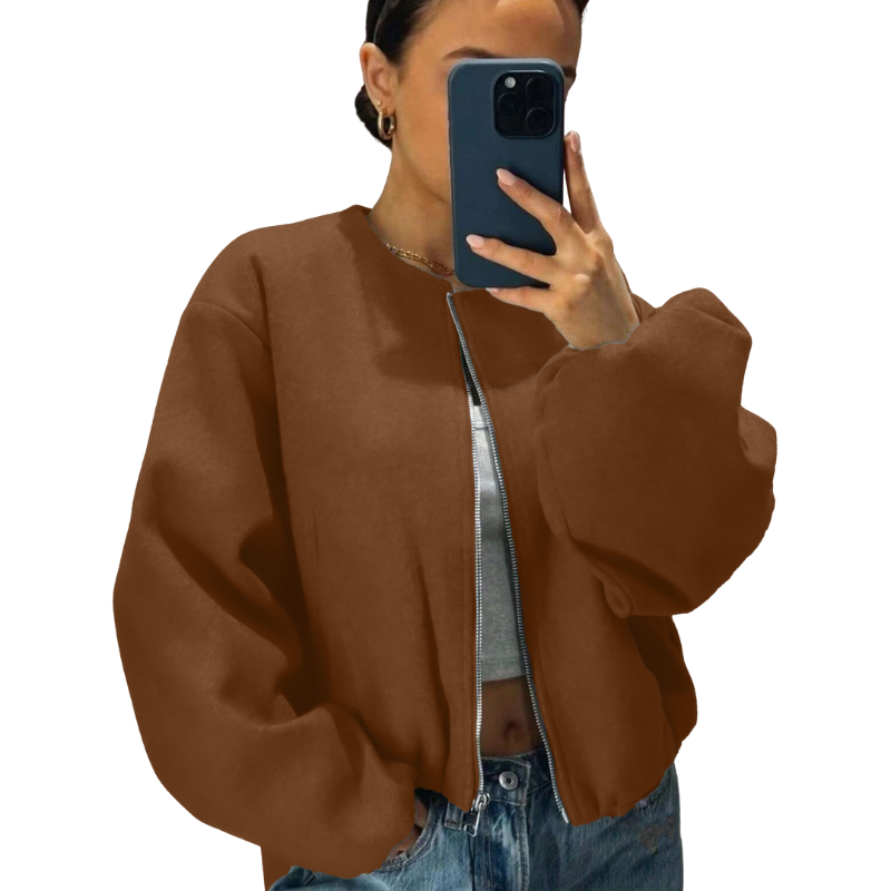 Veste Bomber Relaxée Avec Fermeture Zippée Pour Femme | Idéale Pour Les Activités Décontractées Et La Mi-Saison
