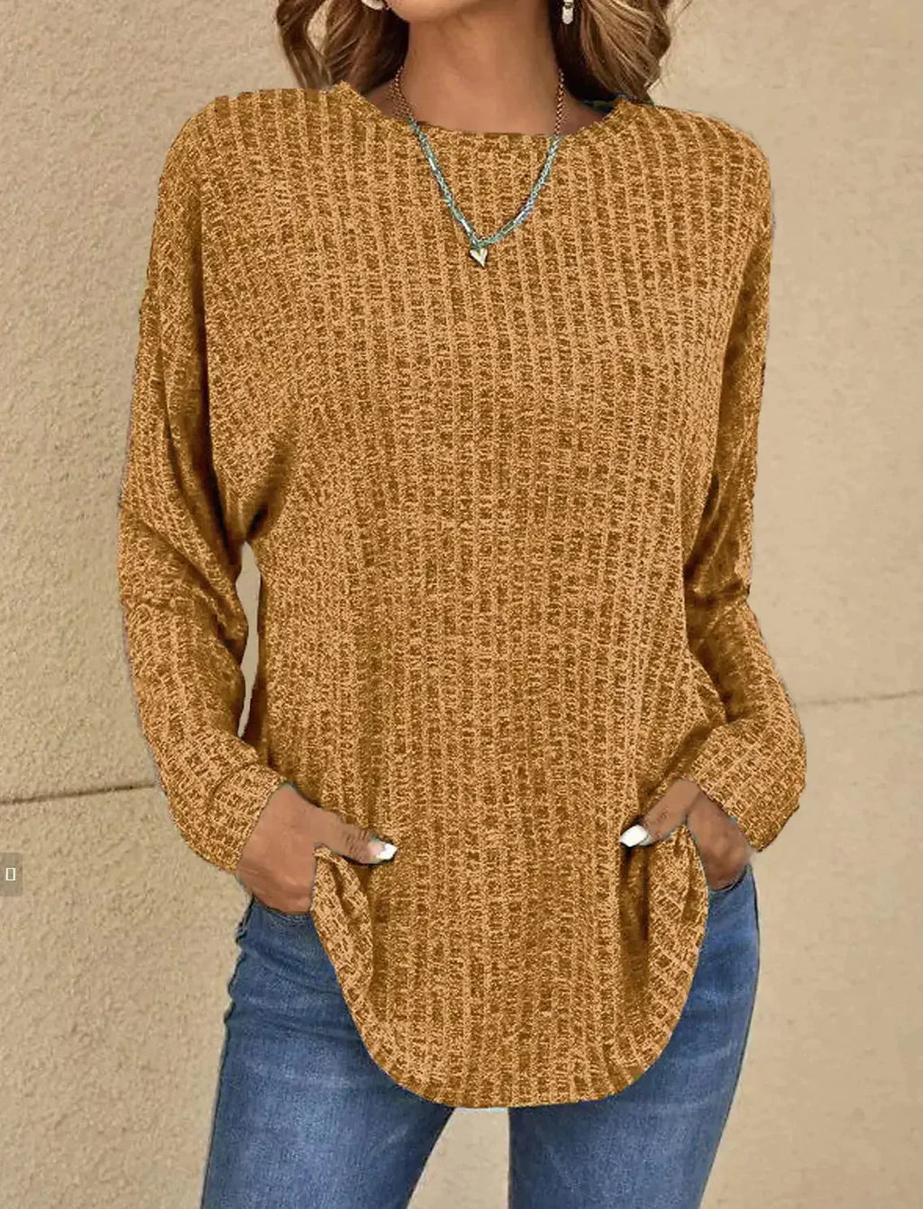 Blouse À Manches Longues Avec Col Rond Et Couleur Unie Pour Femmes | Idéal Pour Usage Quotidien