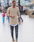 Pull Tricoté à Manches Longues avec Structure Classique pour Hommes | Idéal pour la Mi-Saison