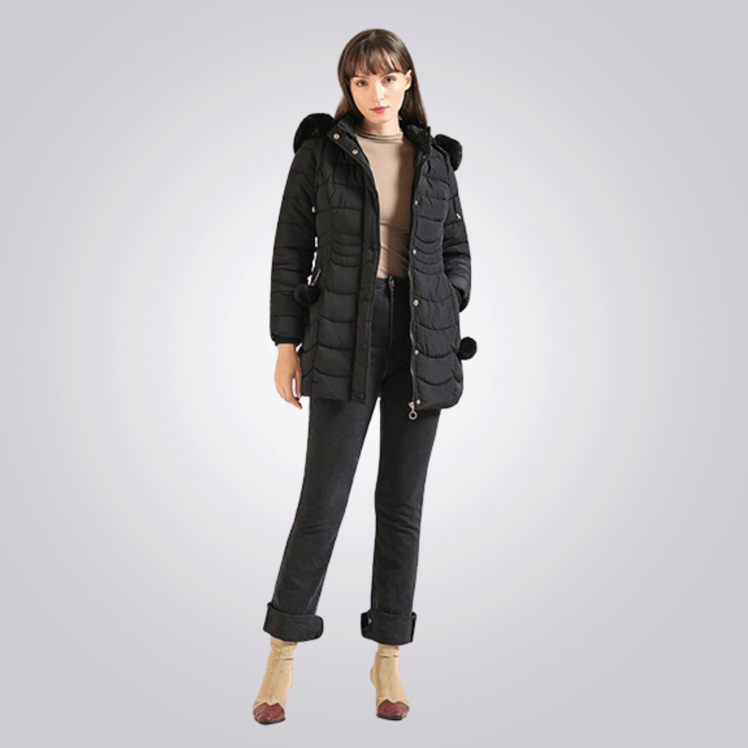 Manteau Long avec Capuche Amovible pour Femme | Idéal pour l’Hiver