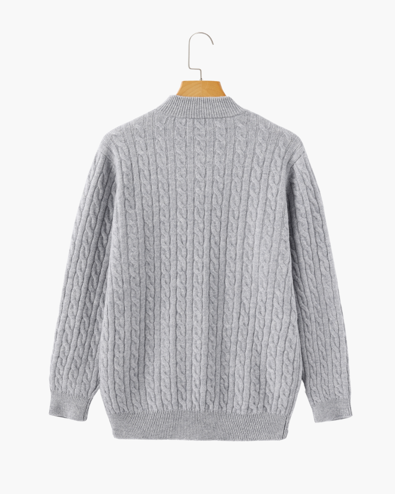 Pull pour Homme avec Col Zippé et Motif en Torsades | Idéal pour l’Hiver
