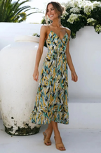 Robe Mi-Longue à Col V avec Coupe Évasée pour Femme | Idéale pour Été