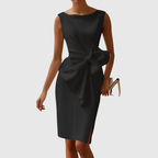 Robe Midi Ajustée avec Détail Nœud à la Taille pour Femme | Idéale pour les Occasions et la Saison Estivale