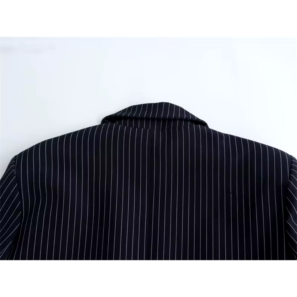 Blazer Court À Double Boutonnage Avec Rayures Pour Femme | Idéal Pour Mi-Saison