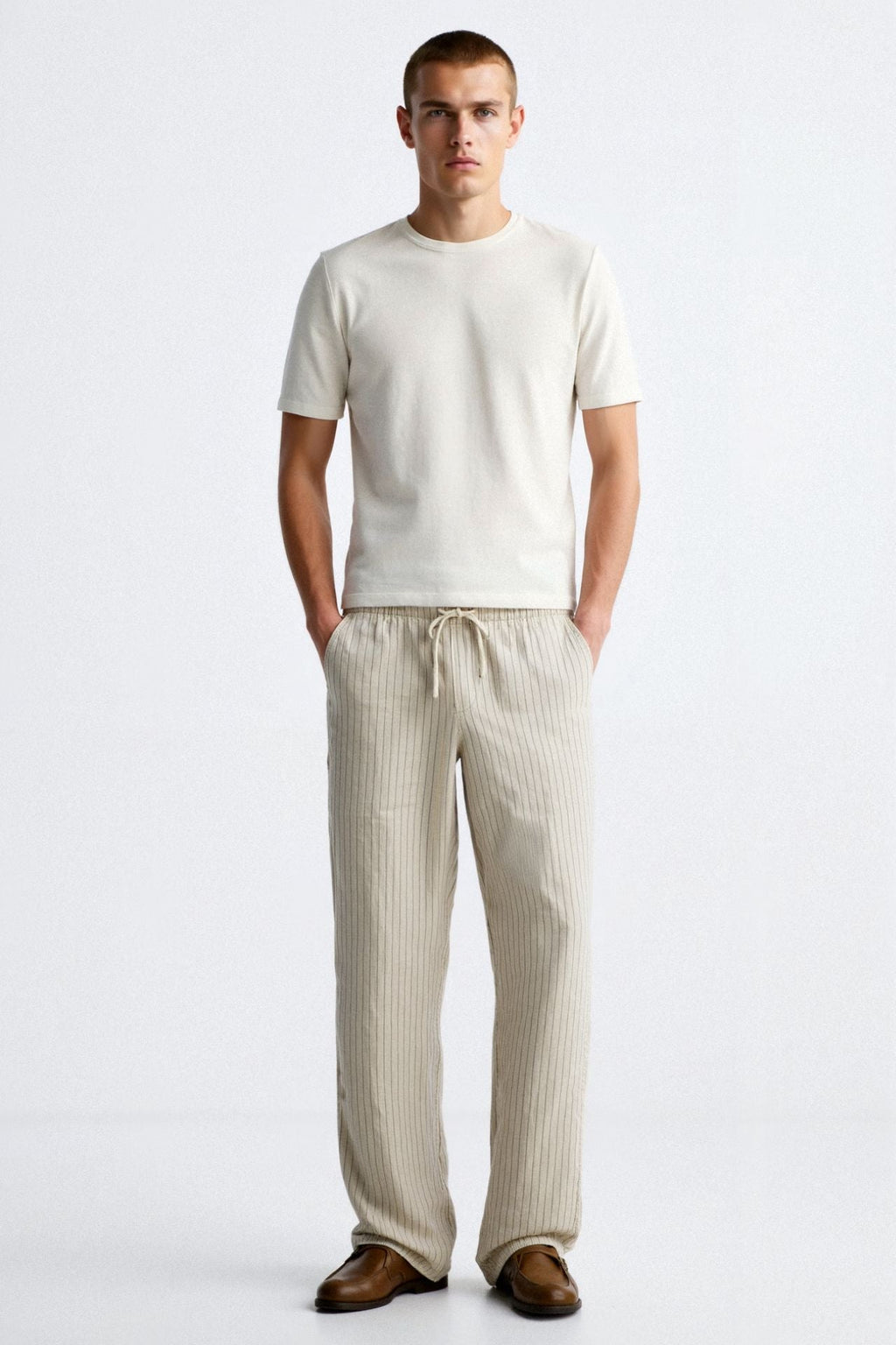 Pantalon De Détente À Taille Élastique Avec Motif Rayé pour Hommes | Idéal pour Un Usage Quotidien