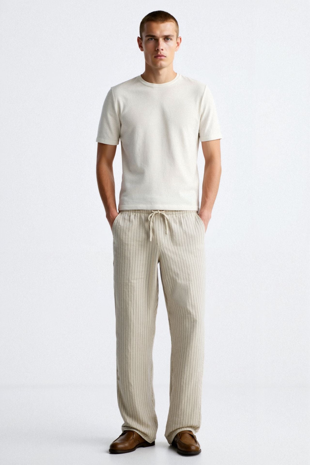 Pantalon De Détente À Taille Élastique Avec Motif Rayé pour Hommes | Idéal pour Un Usage Quotidien