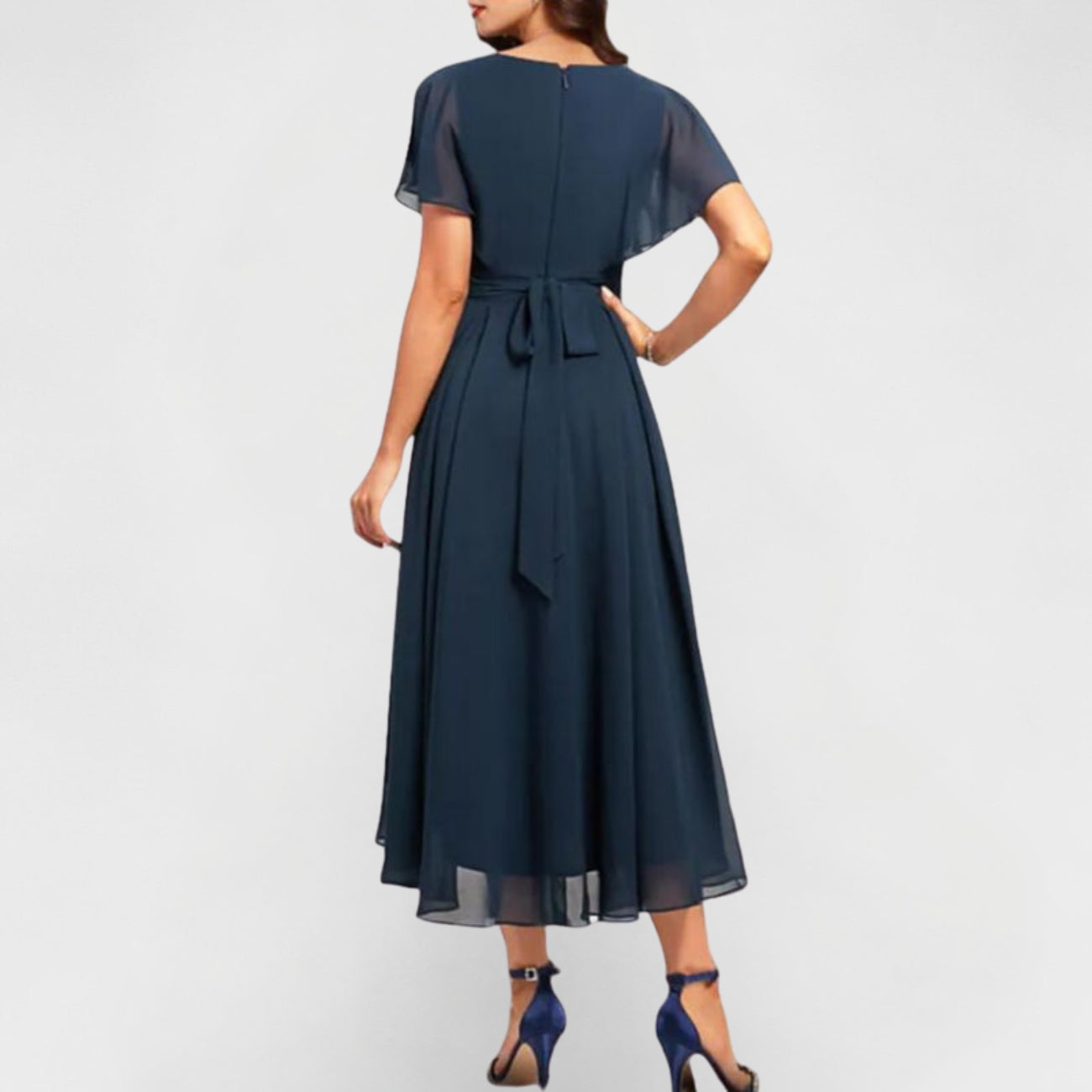 Robe À Col V Avec Manches Amples Et Ourlet Superposé Pour Femme | Idéal Pour Occasions Quotidiennes Et Événementielles
