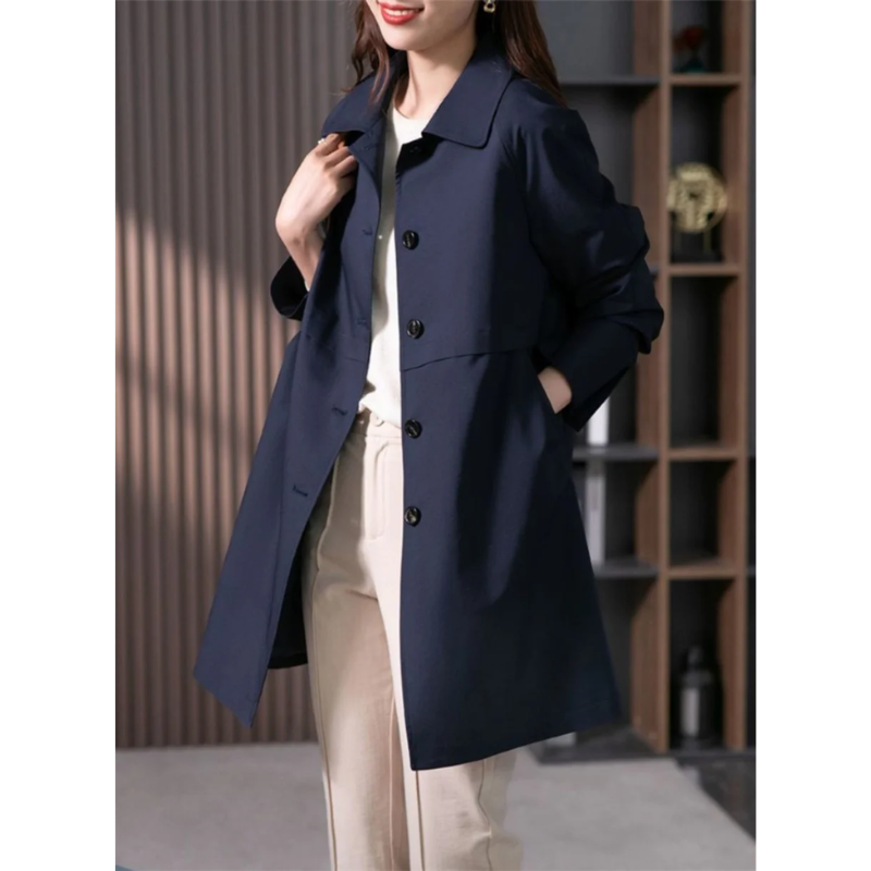 Trench-Coat Mi-Long avec Coupe Classique pour Femmes | Ideal for Mi-Saison et Usage Quotidien